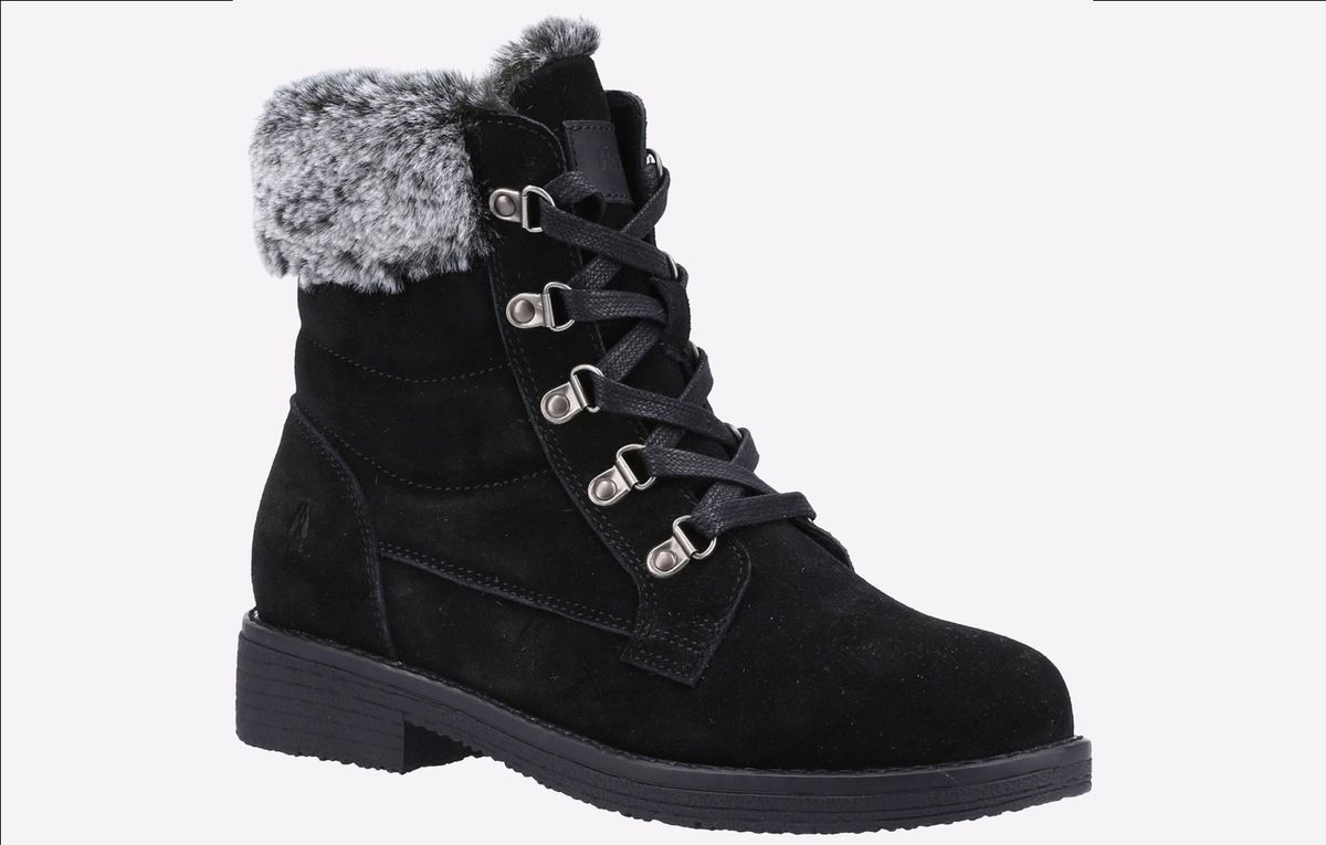 Wasserfeste Wildlederstiefel mit Kunstfellbesatz