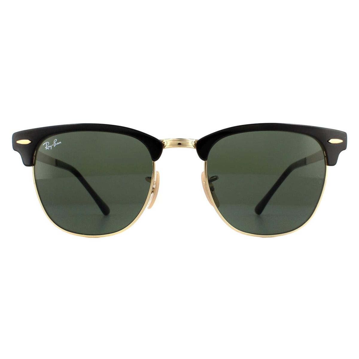 Clubmaster Metall Sonnenbrille Schwarz und Gold