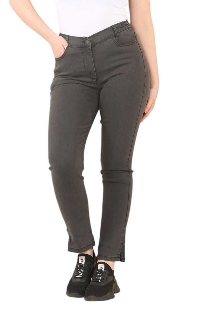 Anthrazitfarbene Jeans mit seitlichem Gummizug