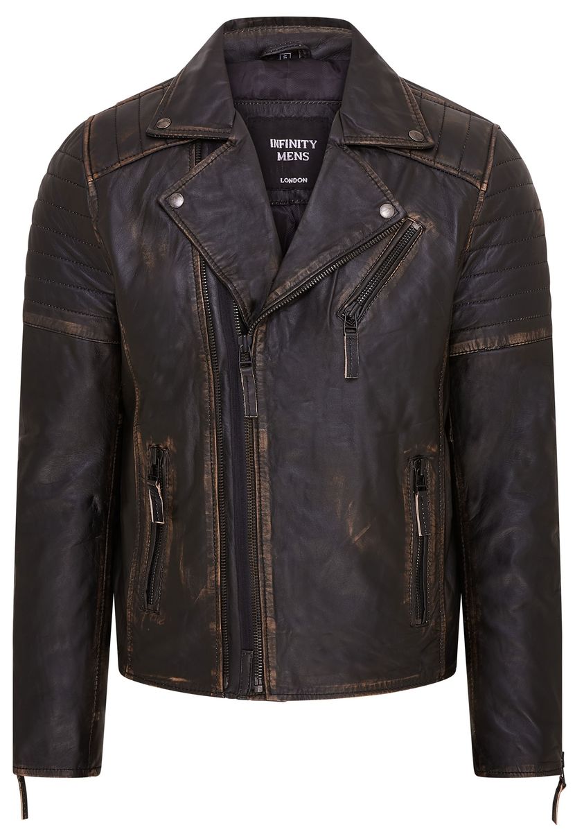 Herren Vintage Leder Bikerjacke