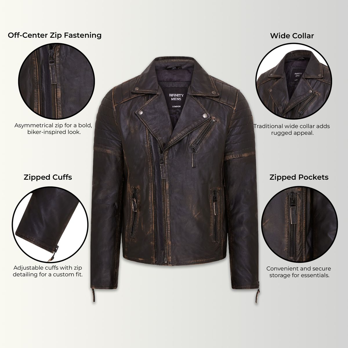 Bikerjacke aus distressed Nappaleder