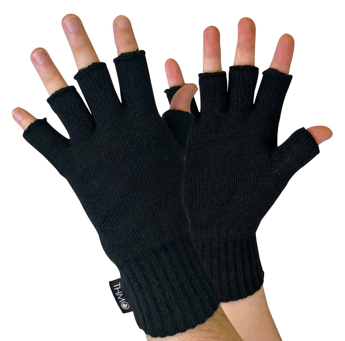 THMO - Herren schwarz 3M Thinsulate Isolierung gefüttert Fingerlose Handschuhe
