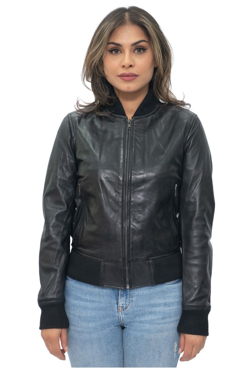 Damen Leder MA-1 Bomberjacke