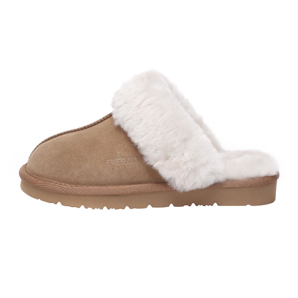 Damen Wildleder Schaffell Pelz Hausschuhe