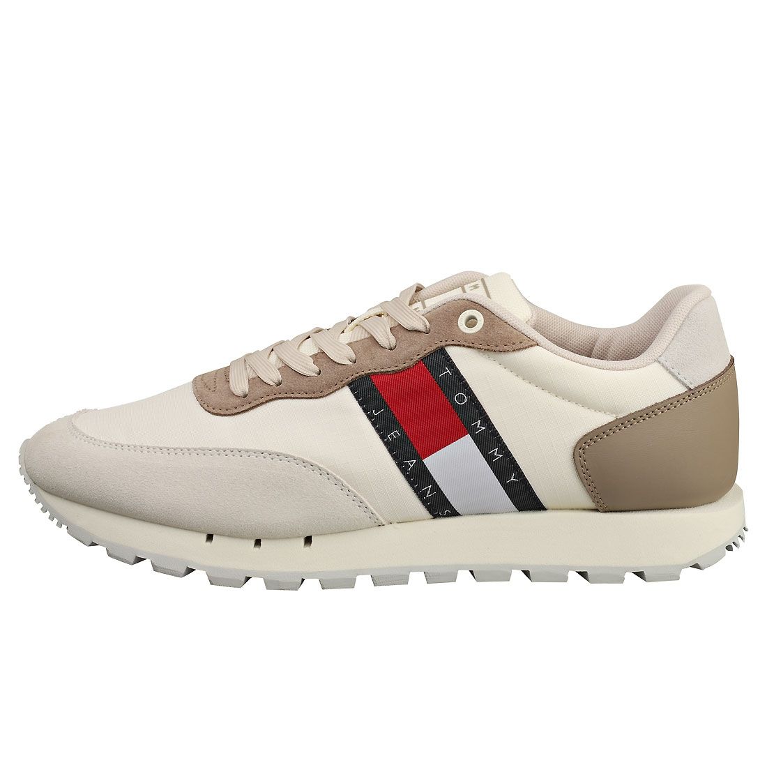 Beige Leder-Runner-Sneaker