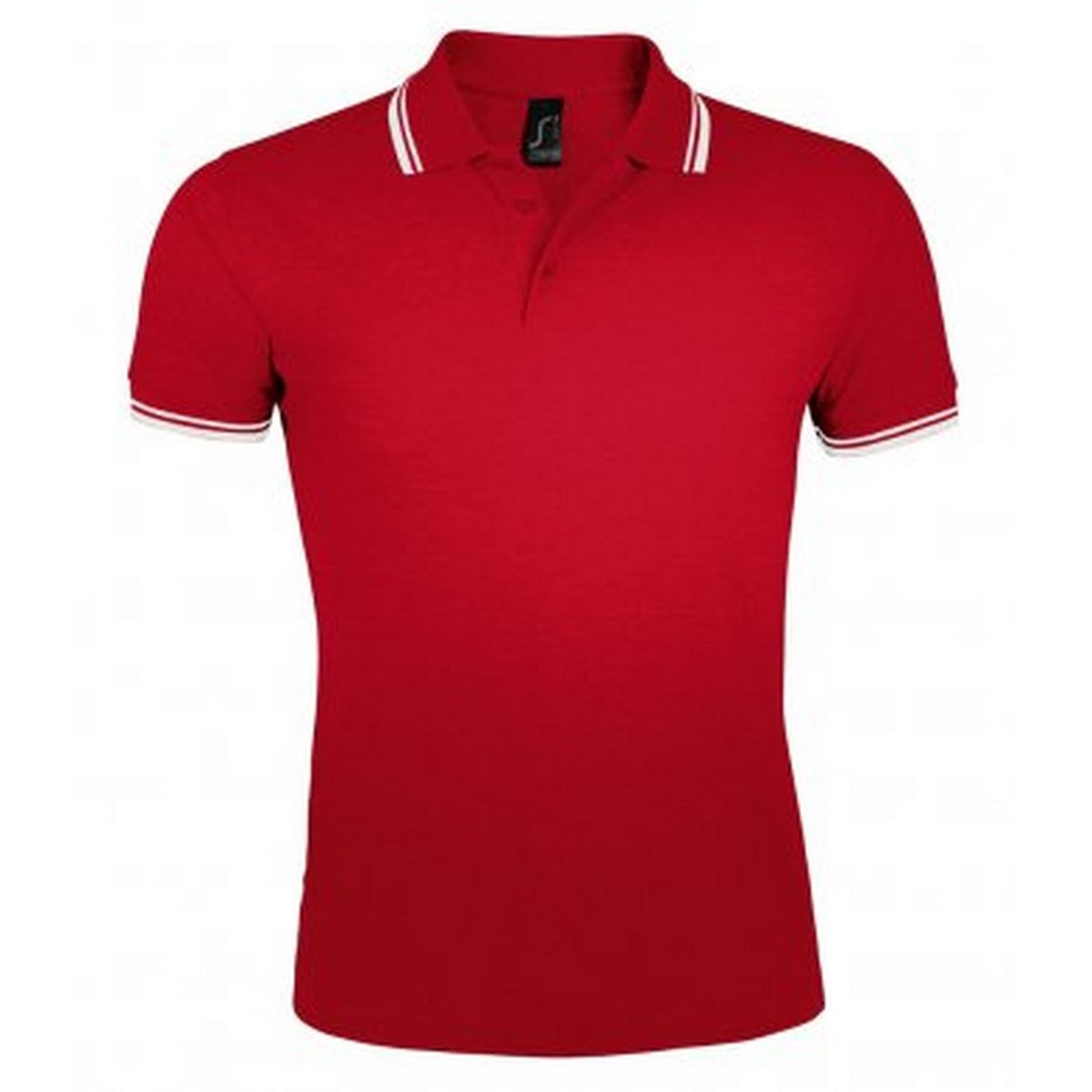 Figurbetontes rotes Poloshirt mit Streifen