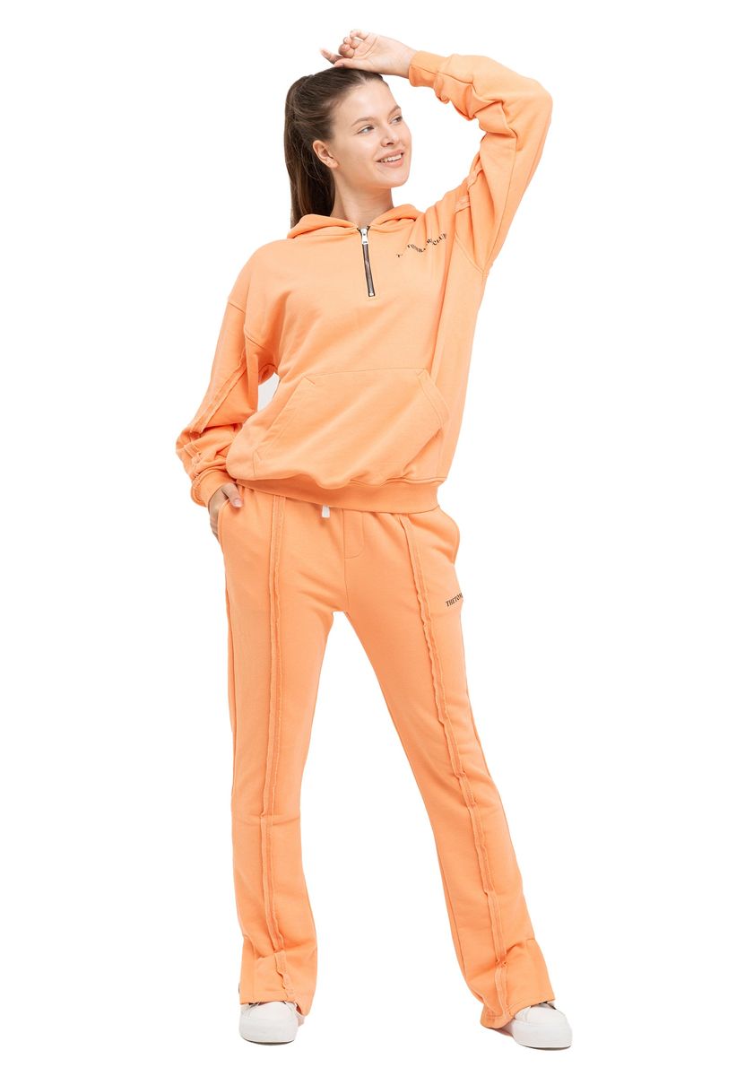 Damen Oversize Trainingsanzug Set mit Viertelreißverschluss