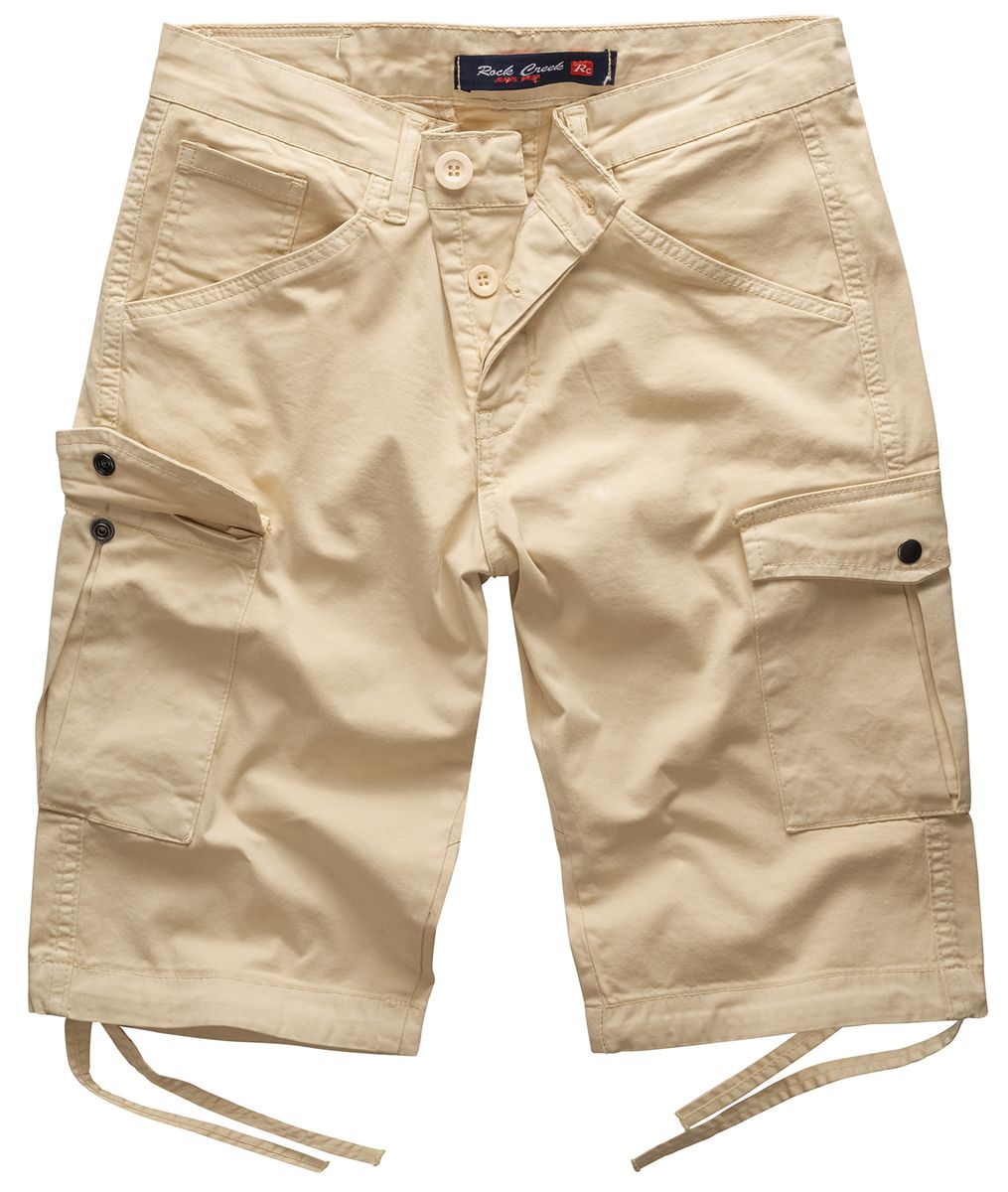 Beige Cargo-Shorts aus Baumwoll-Twill