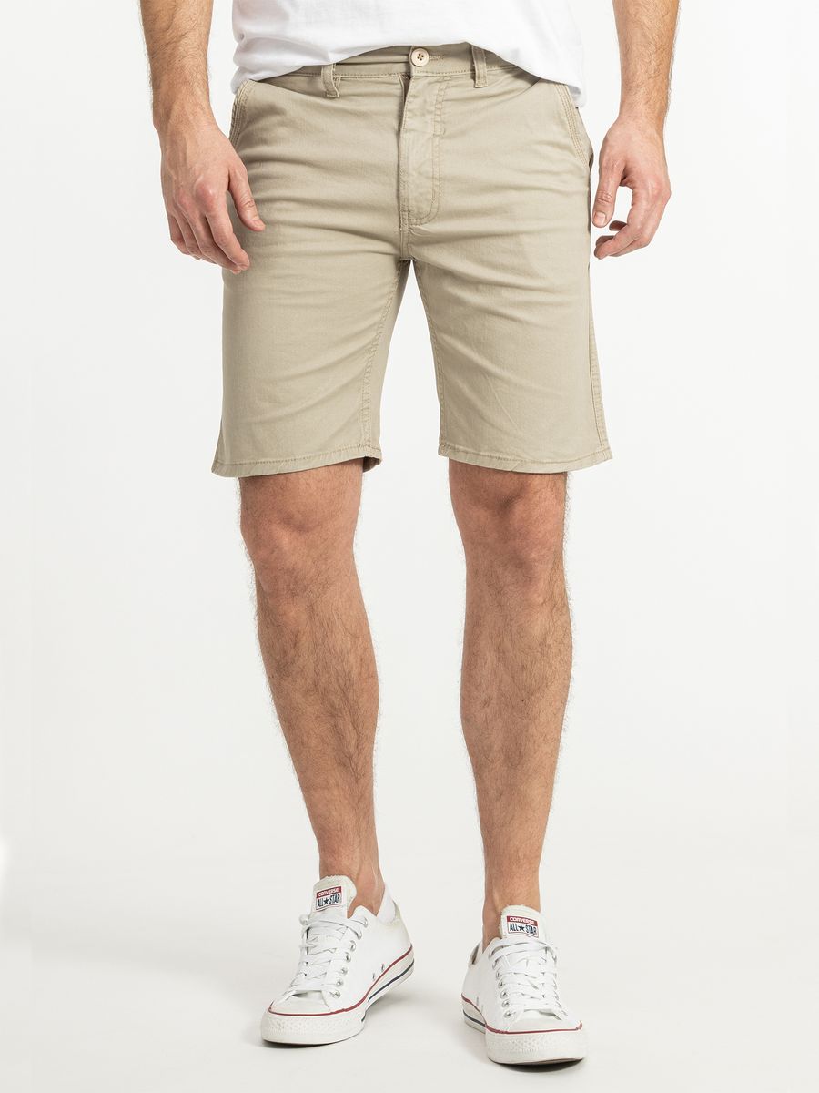 Beige Cargo-Shorts aus Baumwoll-Twill