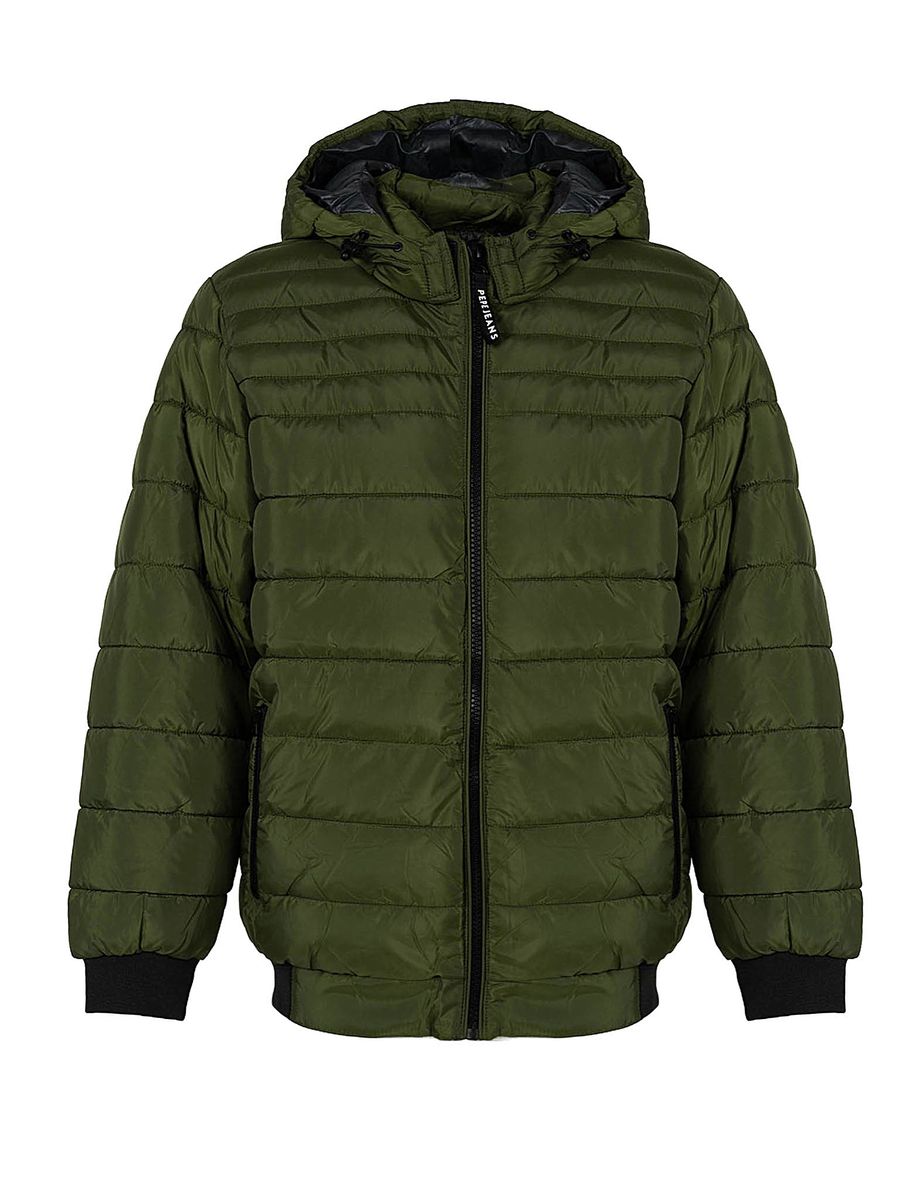 Gefütterte Kapuzen-Pufferjacke mit Reißverschluss