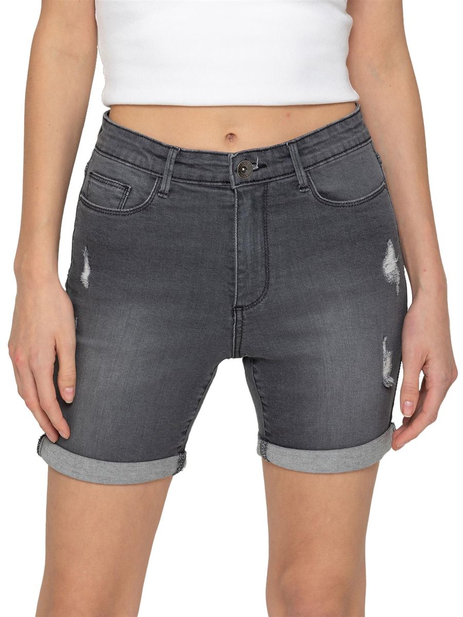 Distressed Denim Bermuda Shorts