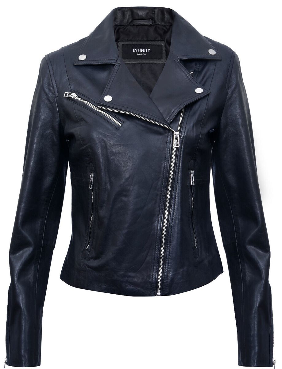 Damen Leder Biker Jacke in Rot
