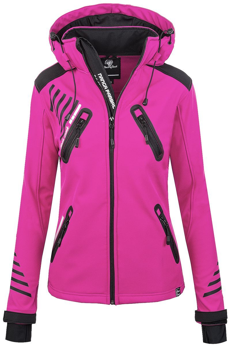 Pinke Damen Softshelljacke mit Kapuze