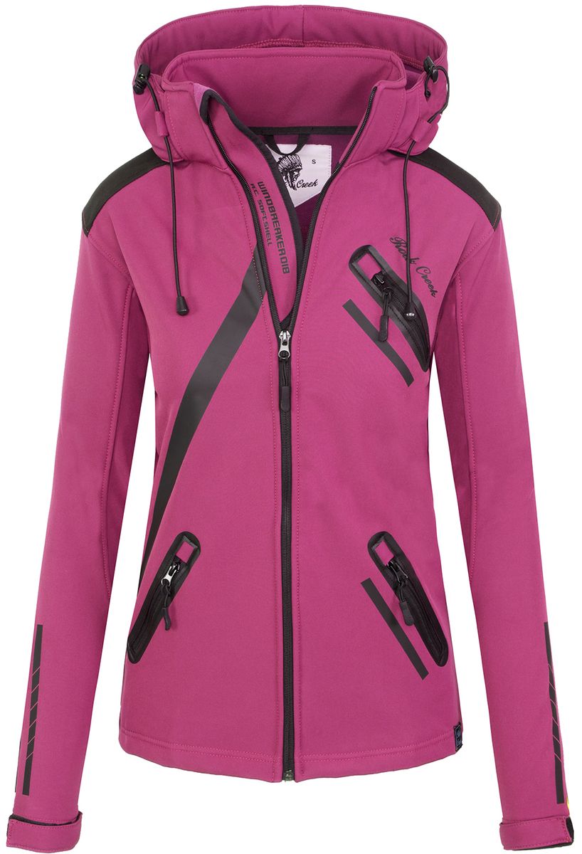 Pinke Damen Softshelljacke mit Kapuze