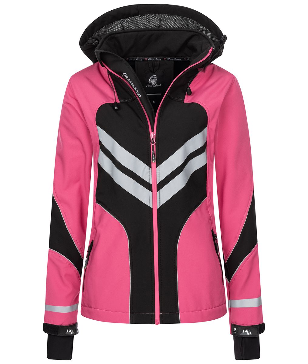 Pinke Damen Softshelljacke mit Kapuze