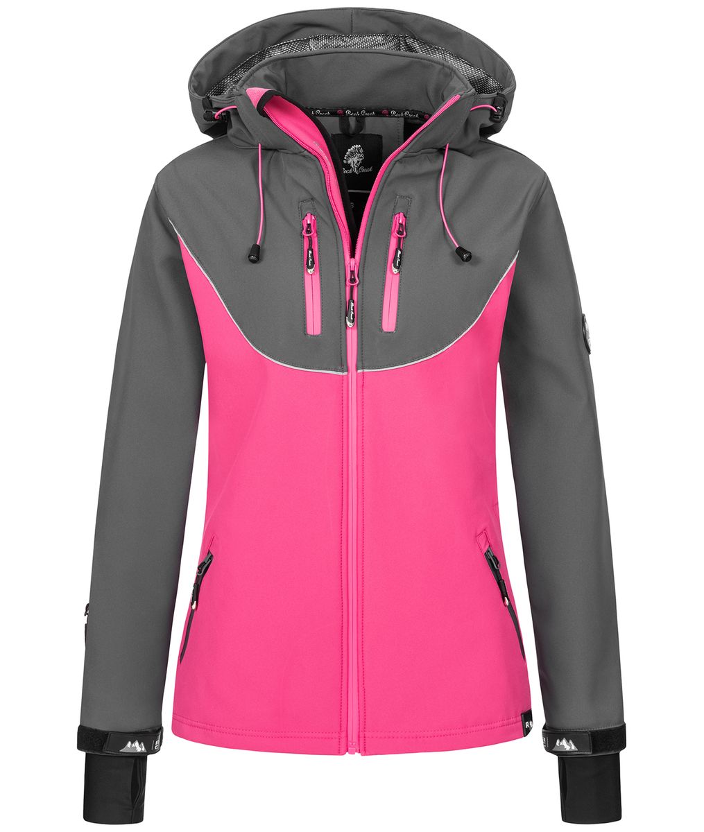 Pinke Damen Softshelljacke mit Kapuze