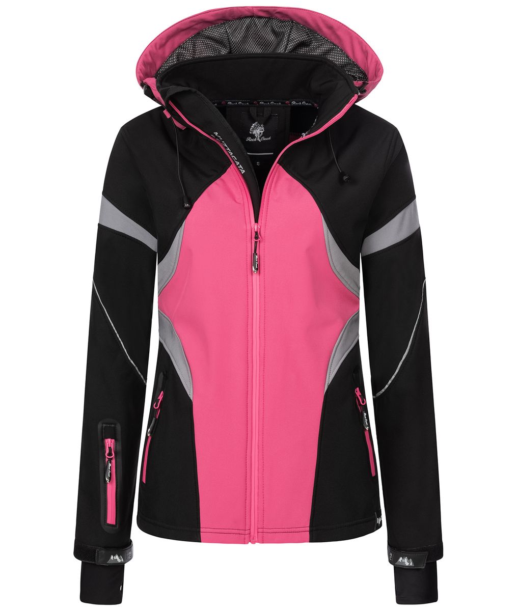 Pinke Damen Softshelljacke mit Kapuze