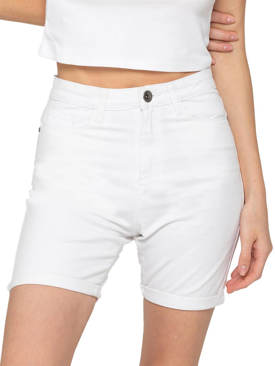Damen High-Waist Denim Bermuda Shorts