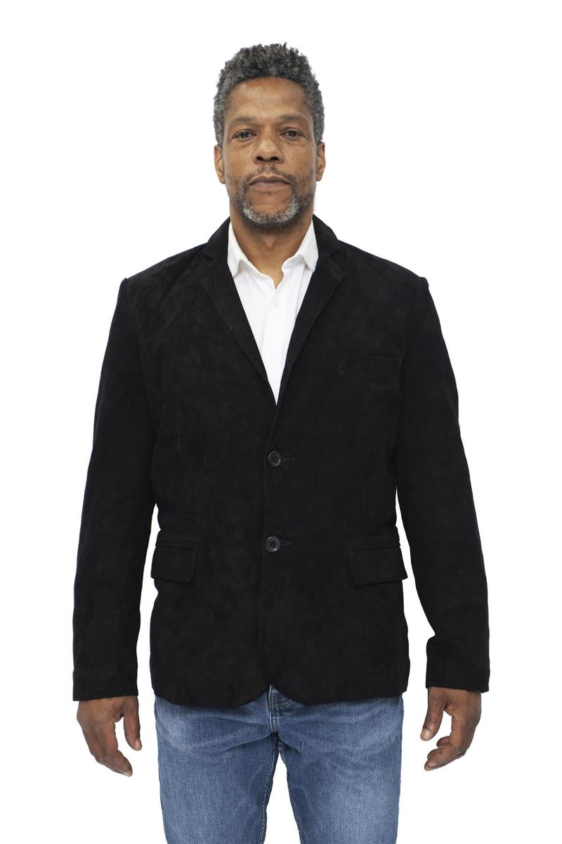 Schmal geschnittener Ziegenveloursleder-Blazer