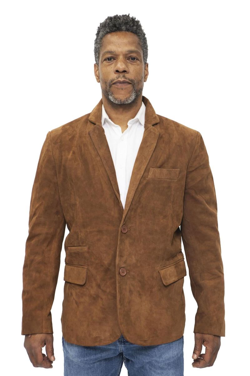 Schmal geschnittener Ziegenveloursleder-Blazer