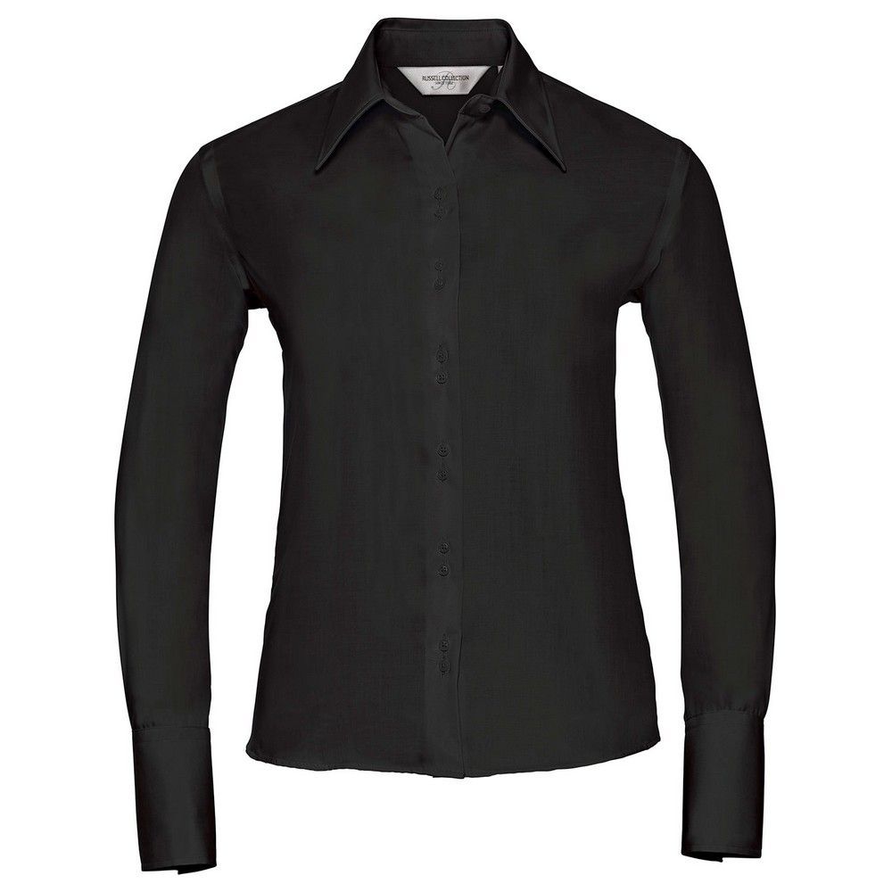 Russell Collection - "Ultimate" Hemd Bügelfrei für Damen Langärmlig (Schwarz)