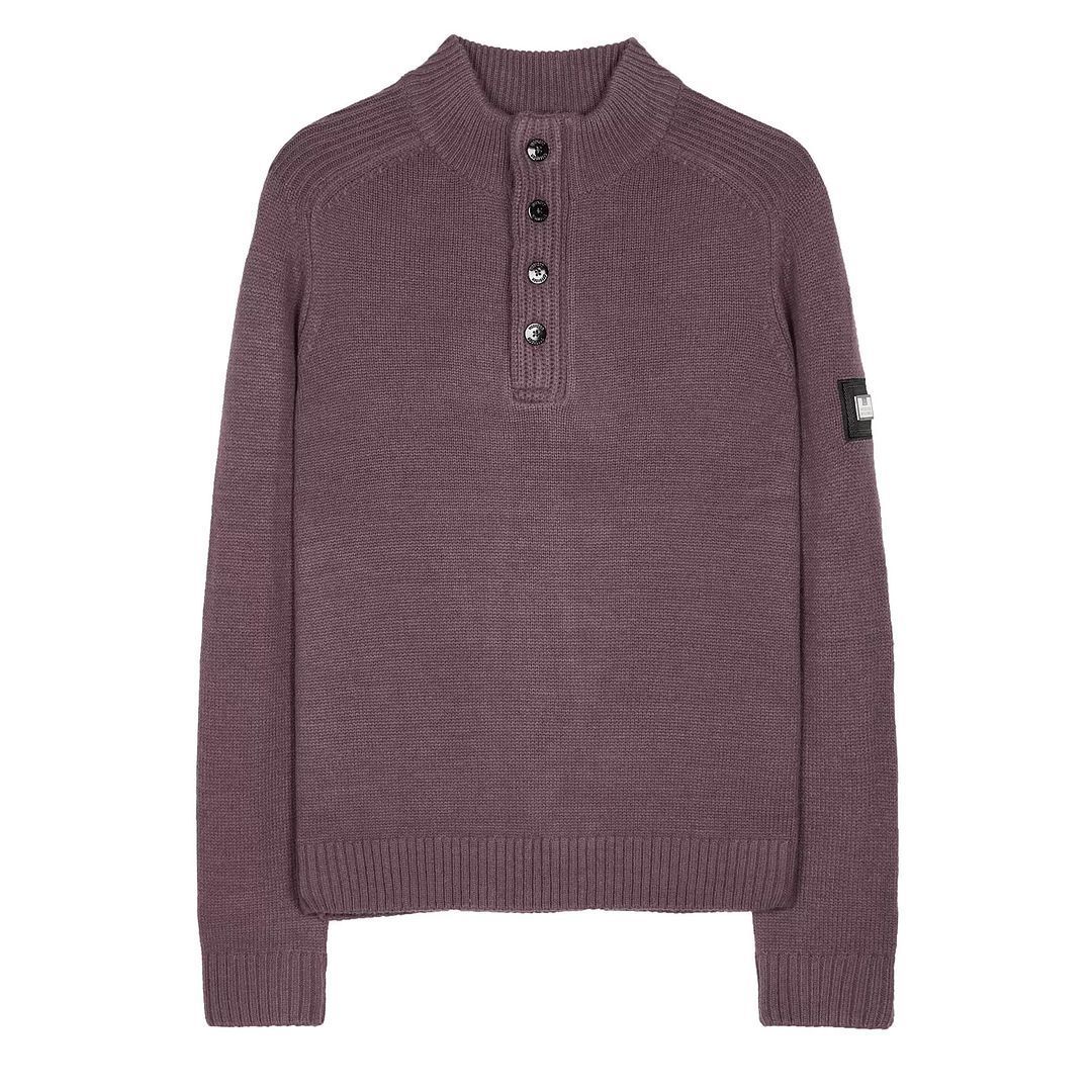 Herren Strick Halb-Zip Pullover mit Knöpfen