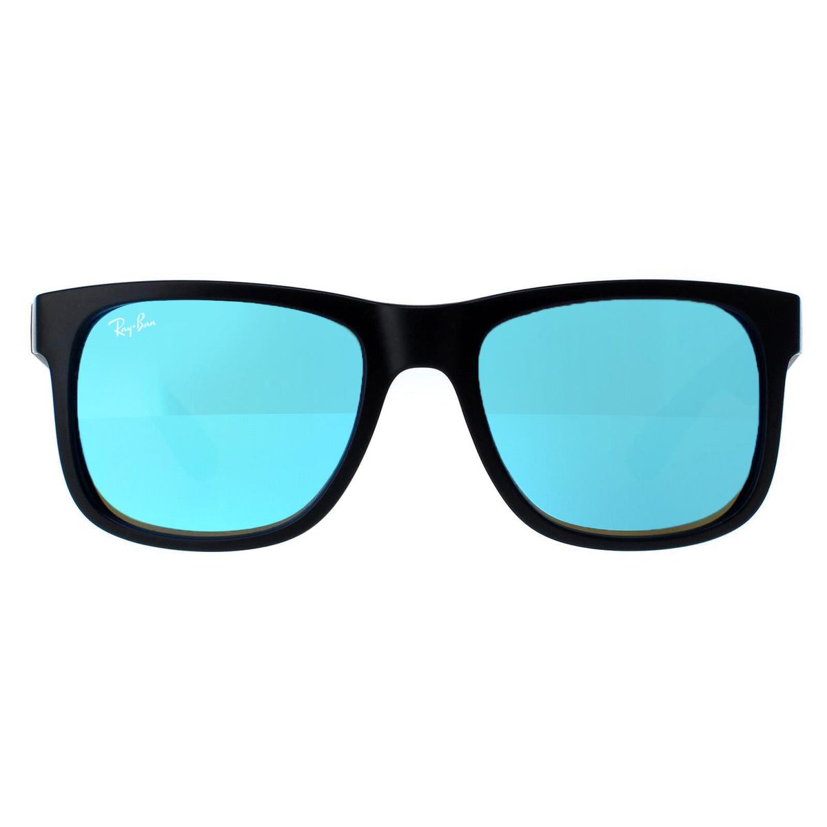 Sonnenbrille mit quadratischem Rahmen und blauen Spiegelgläsern