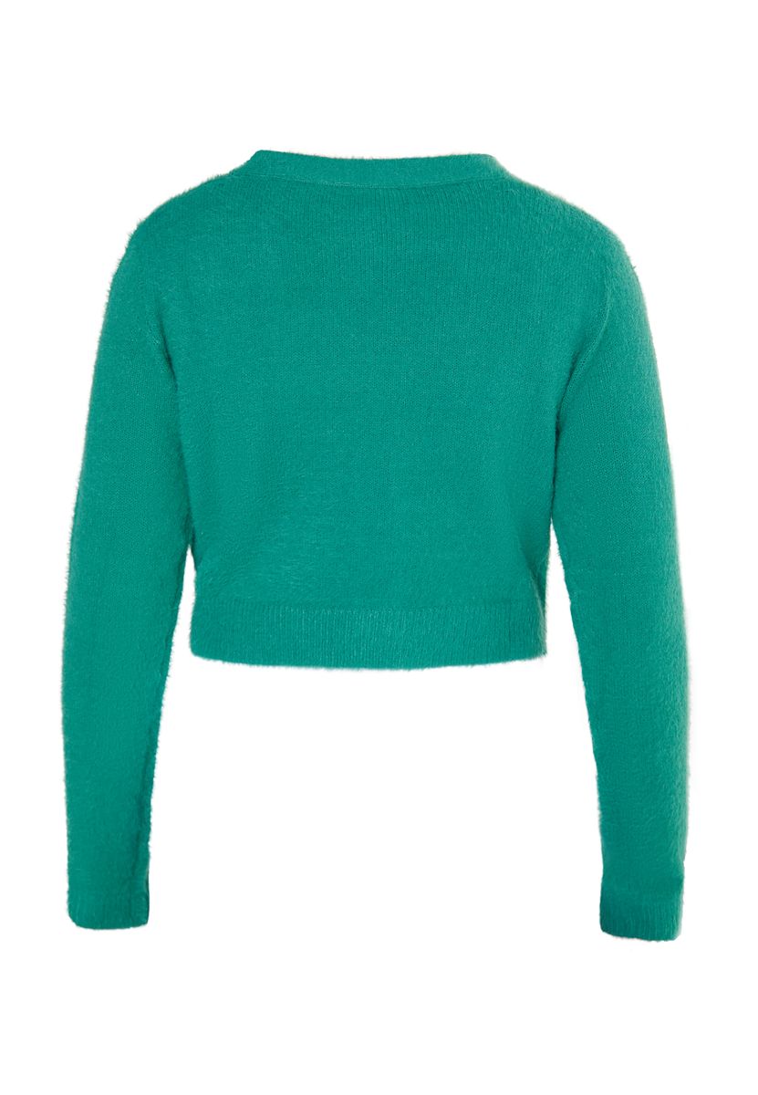 Flauschiger Cropped-Cardigan mit V-Ausschnitt