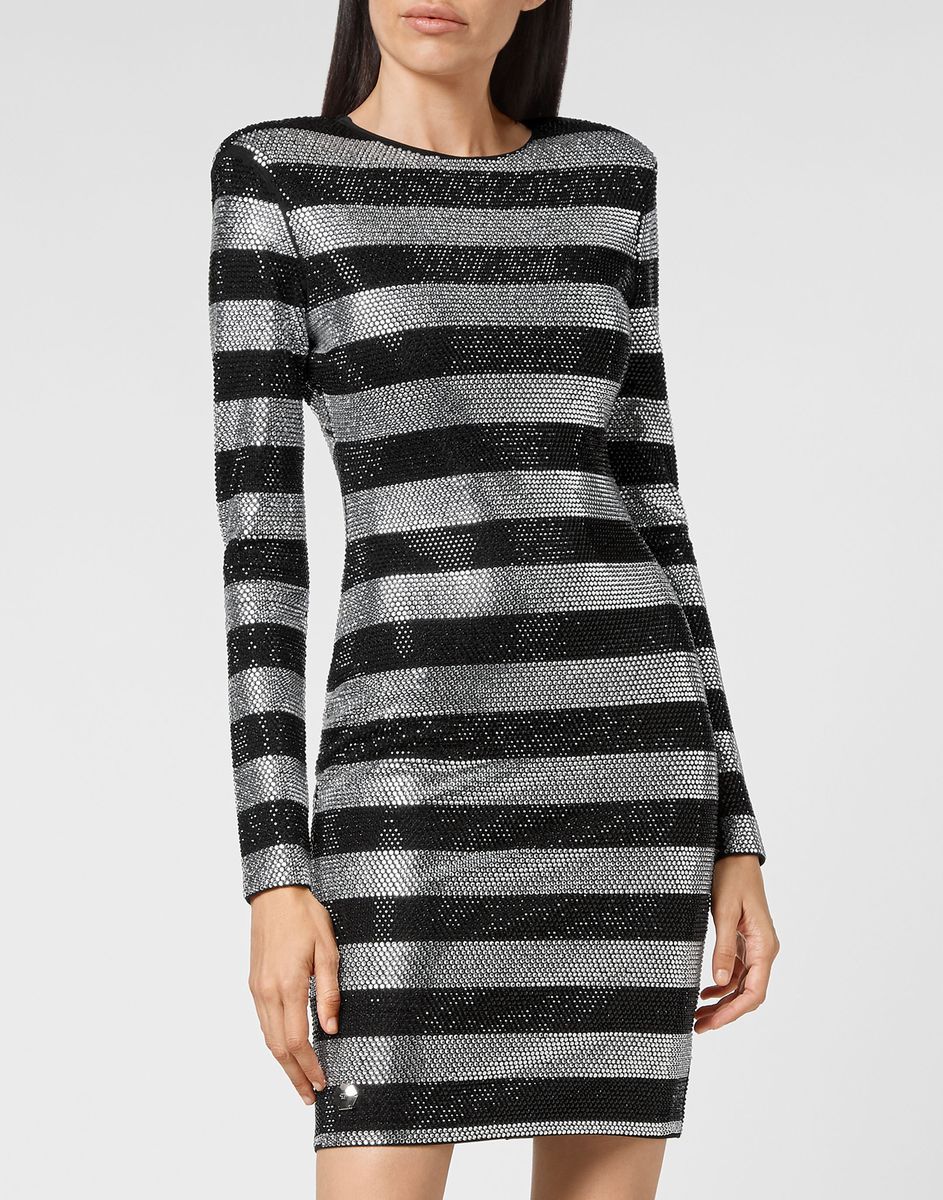 Gestreiftes Langarm-Minikleid