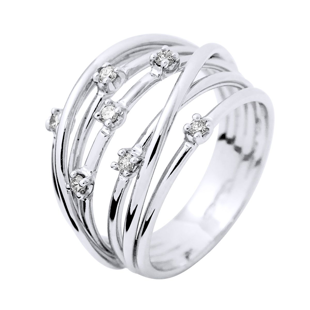 Verspielter Weißgoldring mit Diamanten