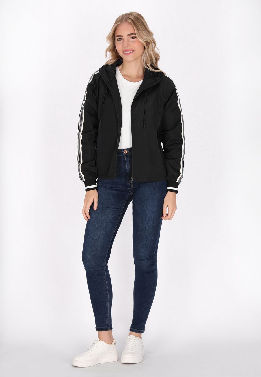 Leichter Kapuzenblouson mit Streifendetails