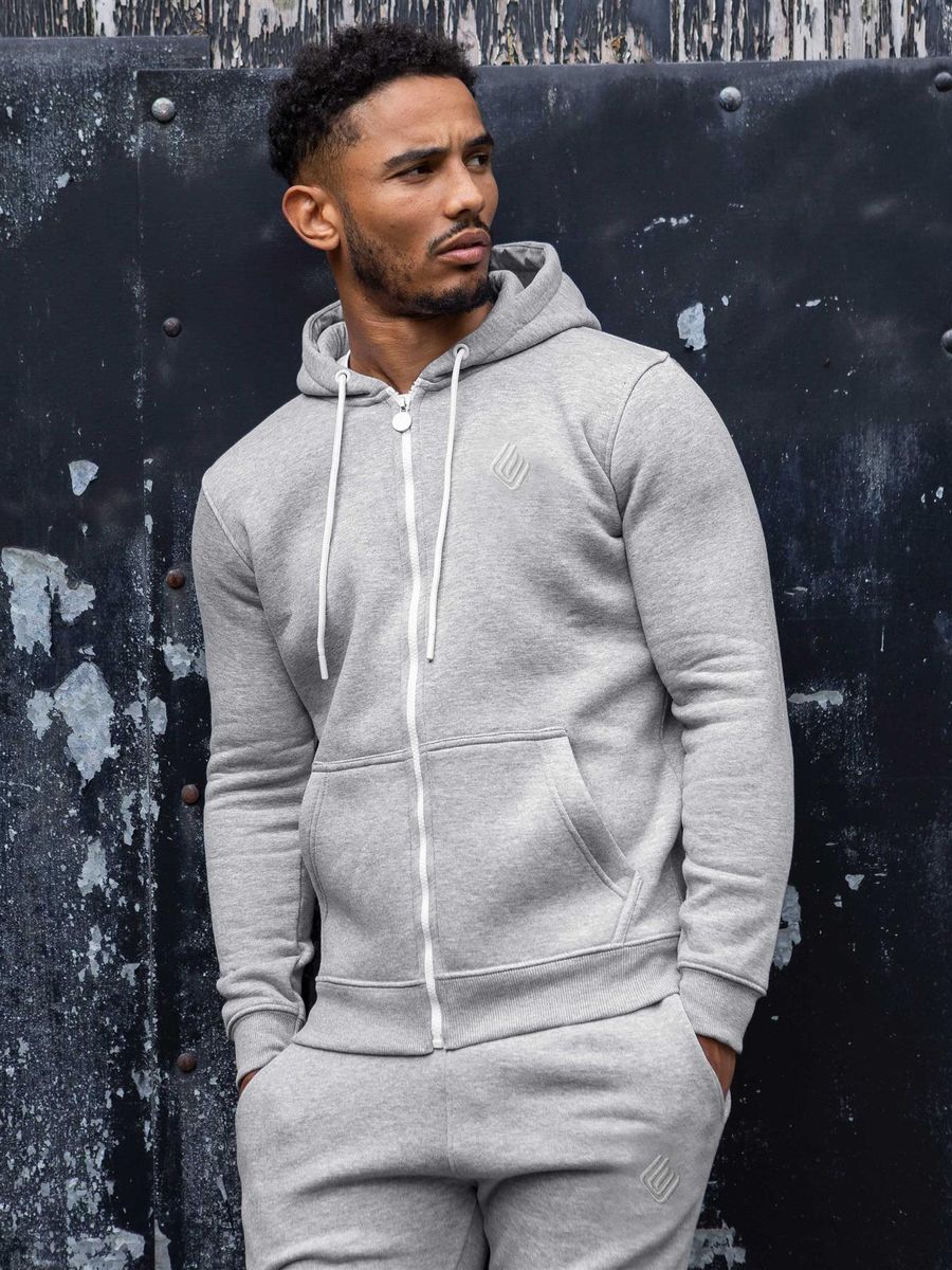 Schwarzer Herren-Kapuzenpullover mit Reißverschluss