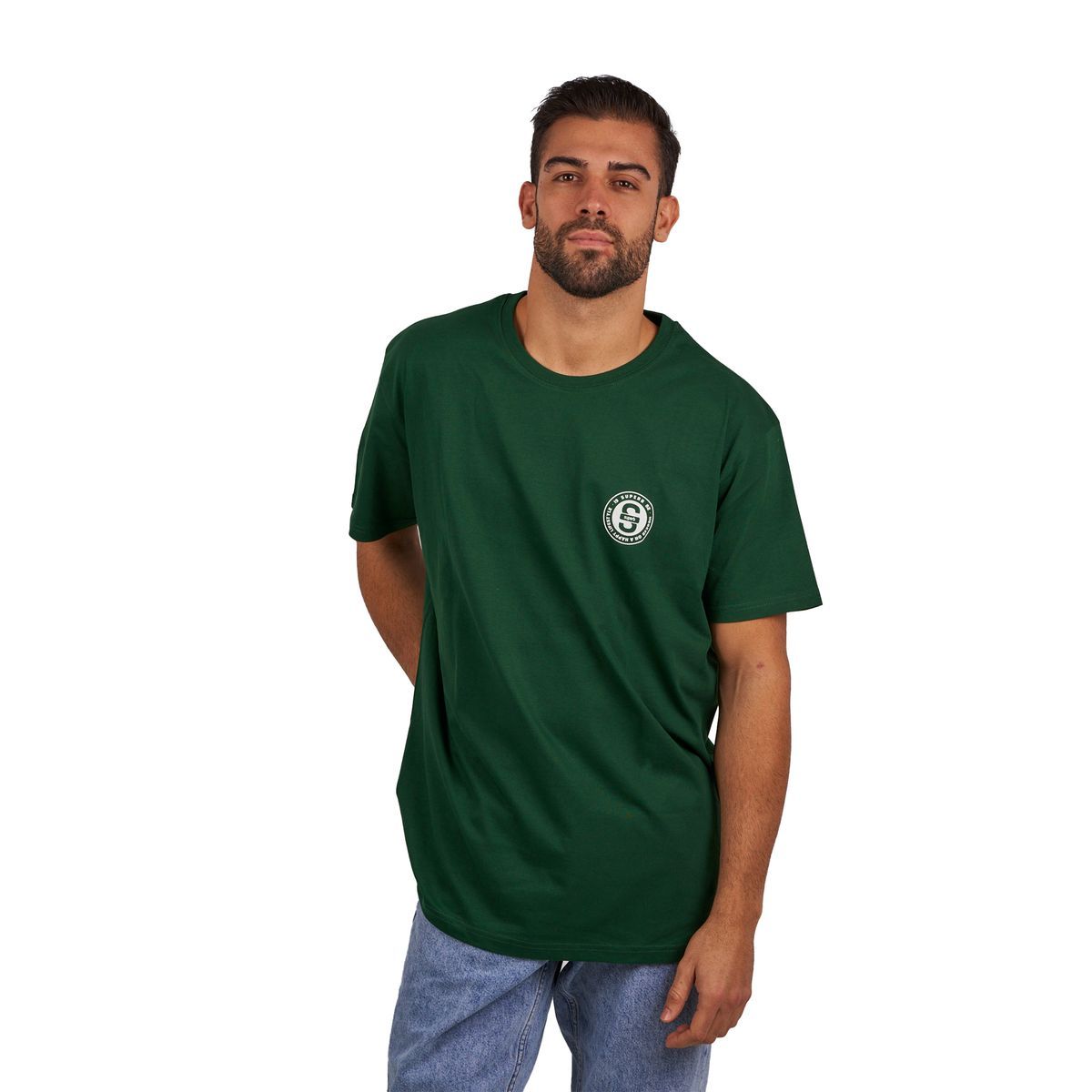 Herren Basic Rundhals-T-Shirt in Grün