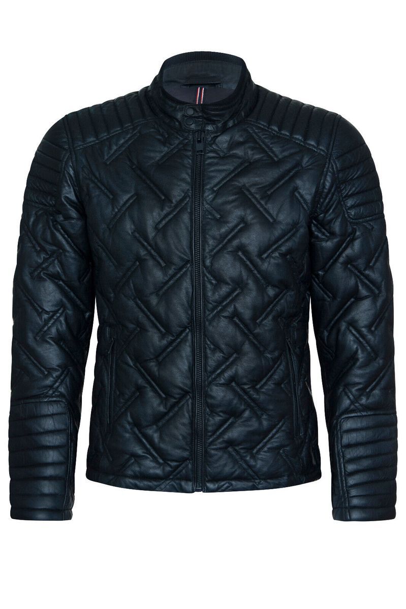Gesteppte Leder Bikerjacke für Herren