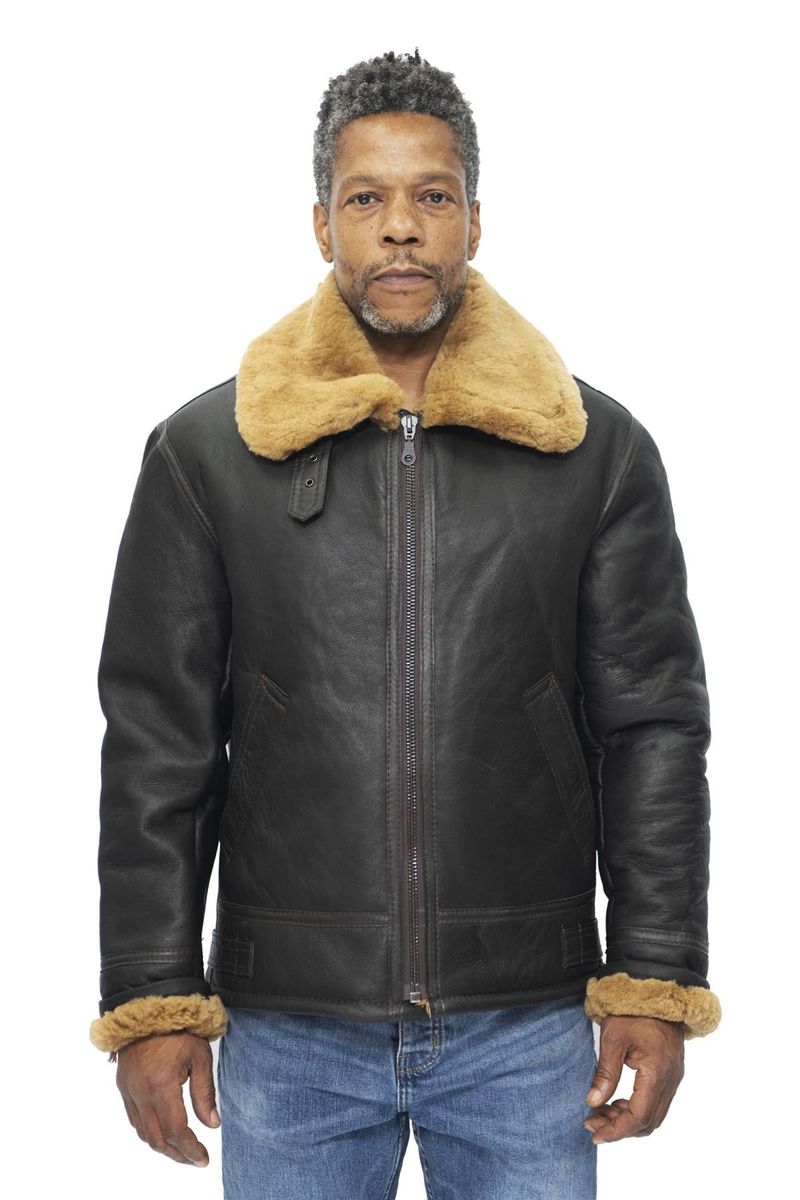 Herren Leder Fliegerjacke mit Shearling