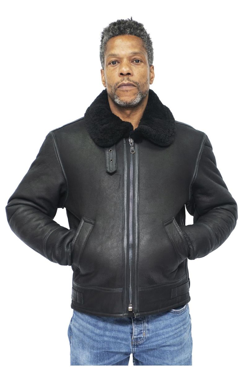 Herren Leder Fliegerjacke mit Shearling