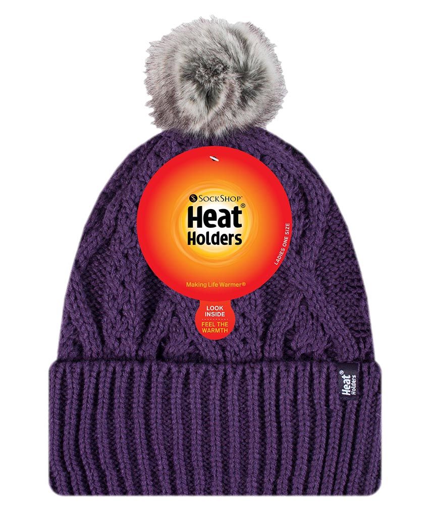 Gerippte Zopfmuster Beanie mit Bommel