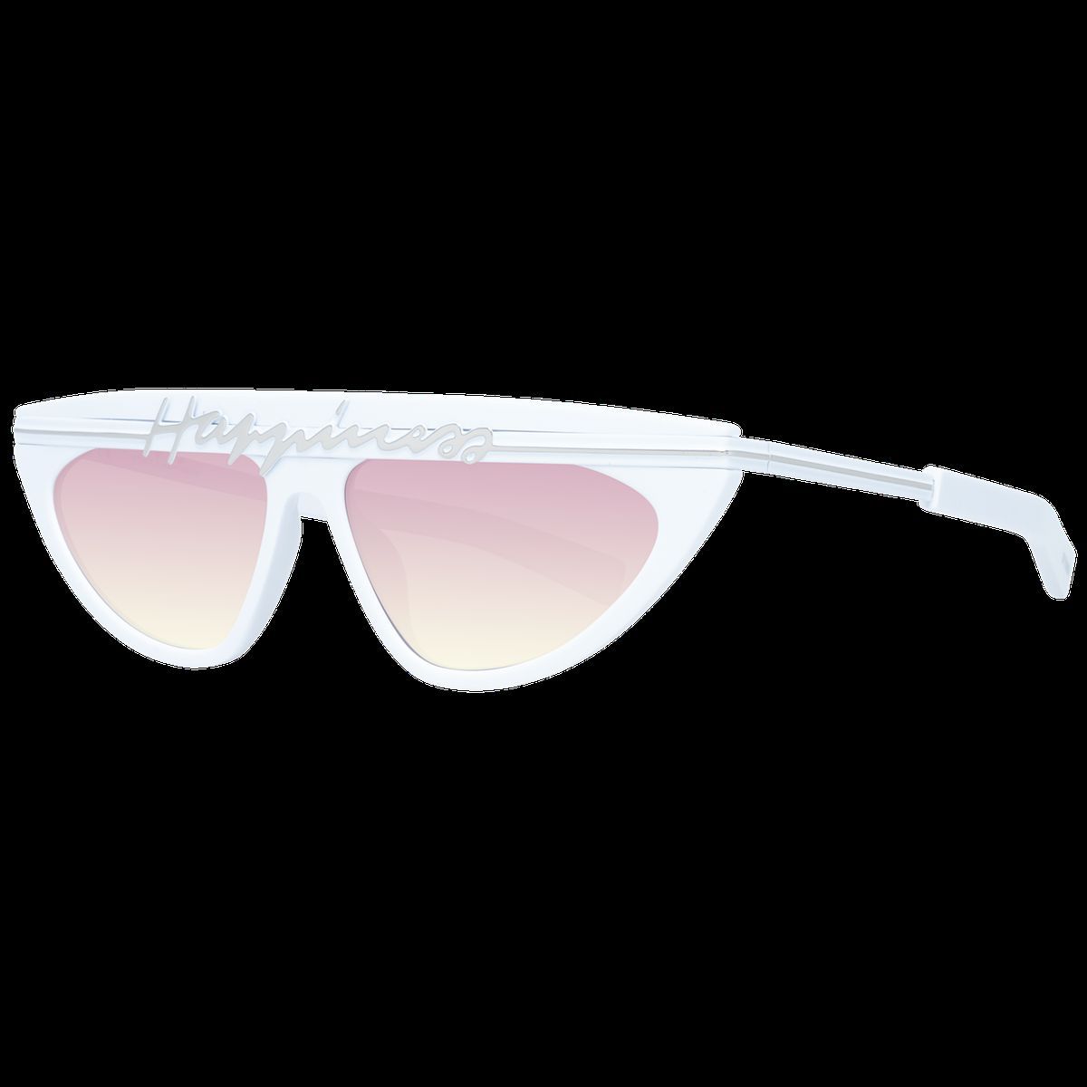Weiße Cat-Eye Sonnenbrille mit pinkfarbenen Gläsern