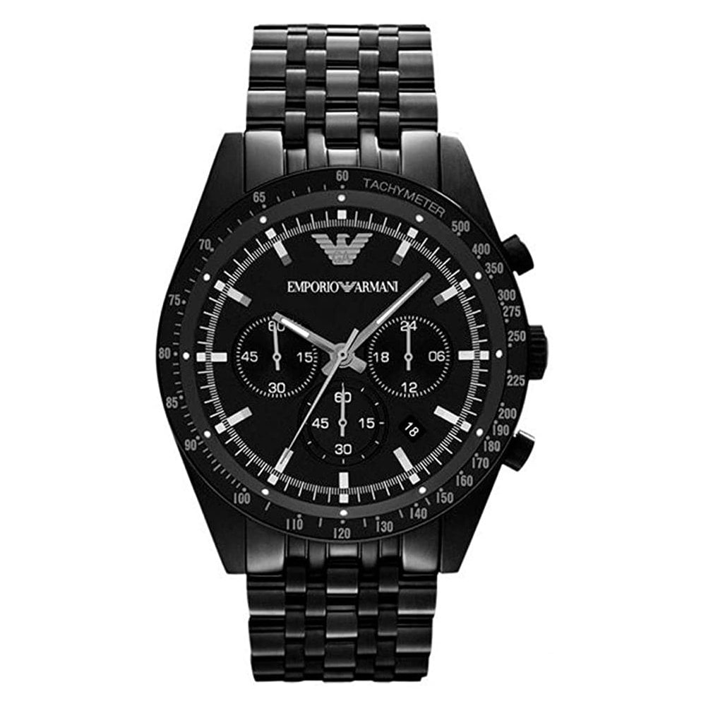 Herren-Chronographenuhr aus schwarzem Edelstahl