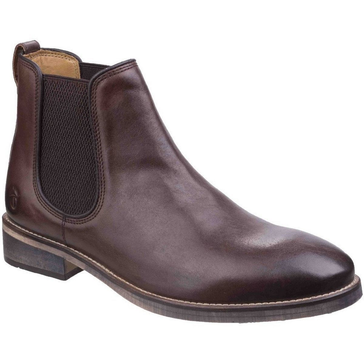 Cotswold Mens Corsham Town Leder Pull On Casual Chelsea Ankle Boots (Dunkelbraun)