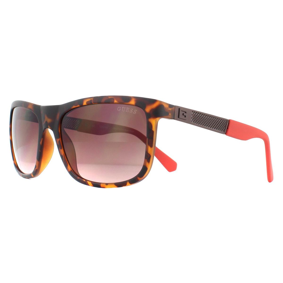 Rechteckige Sonnenbrille in Hornoptik mit strukturierten Bügeln