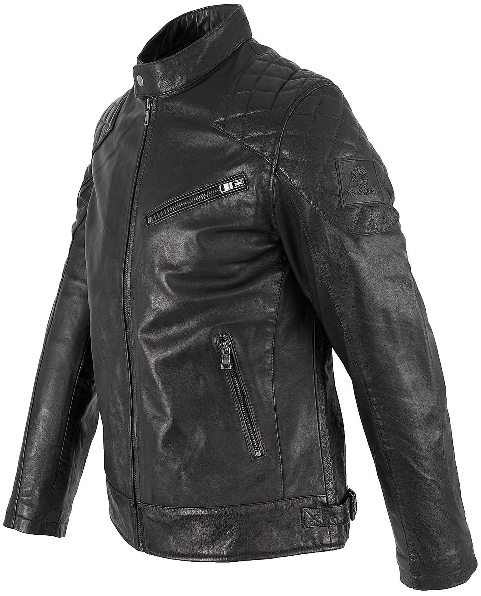 Lederjacke mit gesteppten Schulterpartien