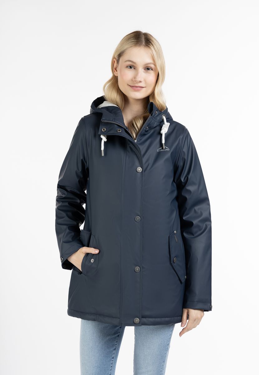 Wattierter Regenparka mit Kapuze