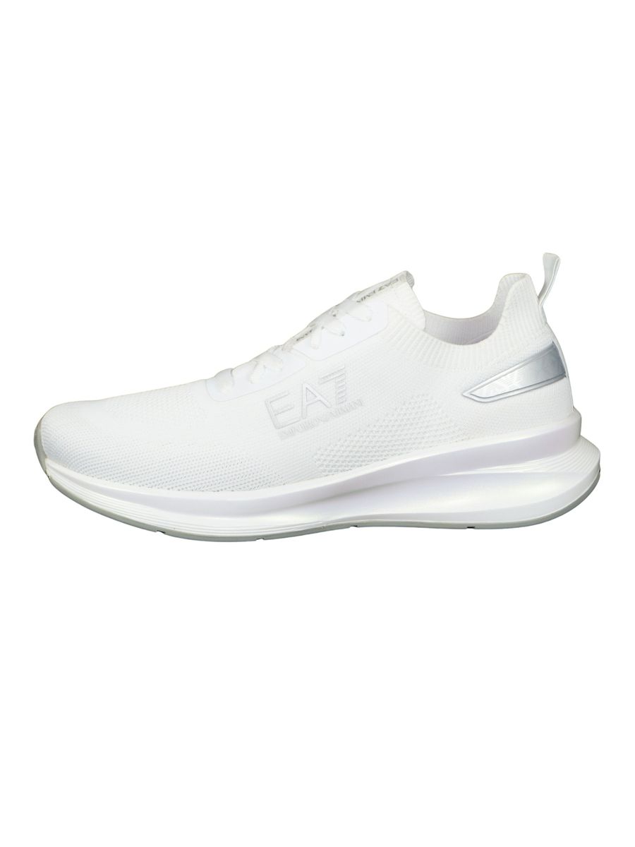 Weißer Strick-Laufschuh mit Akzenten