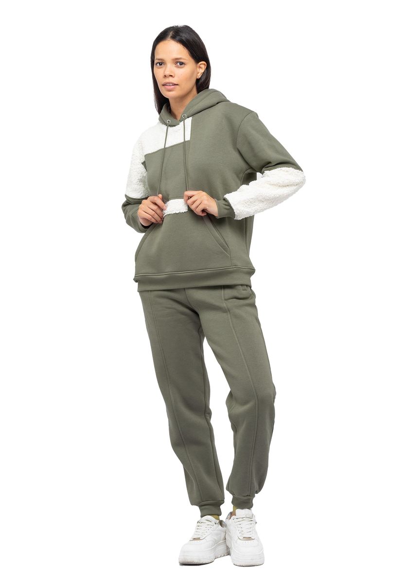 Zweifarbiger Fleece-Pullover Trainingsanzug