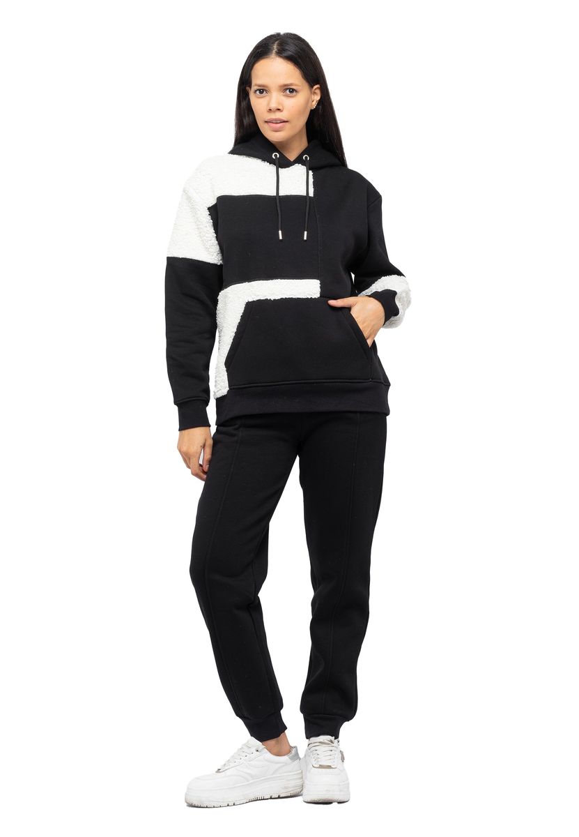 Zweifarbiger Fleece-Pullover Trainingsanzug