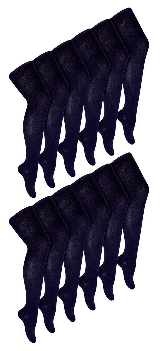12 Paar Multipack Mädchen Schuluniform Strumpfhosen | Sock Snob | Soft & Comfy Plain Opaque Pantyhose Strumpfhosen für Kinder - Navy