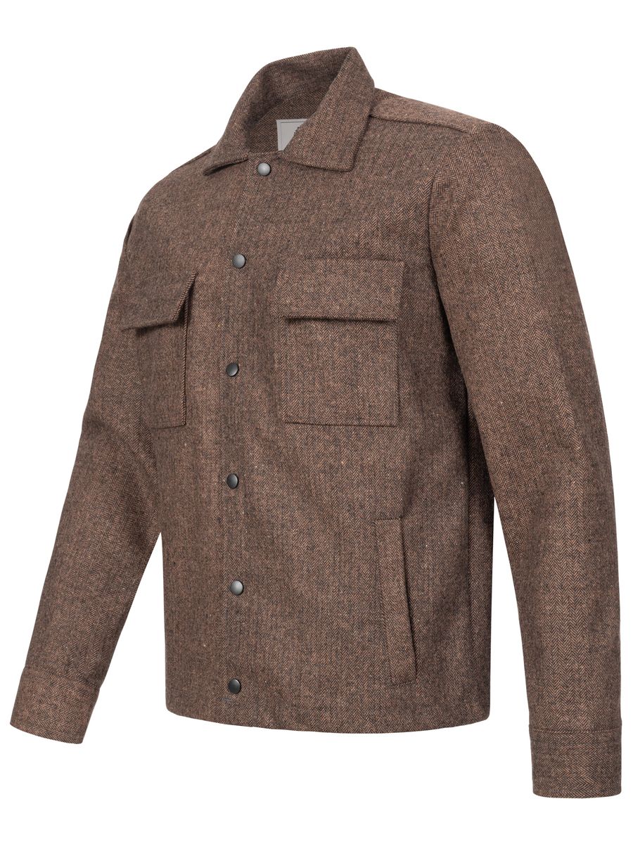 Utility-Overshirt mit Fischgrätenmuster
