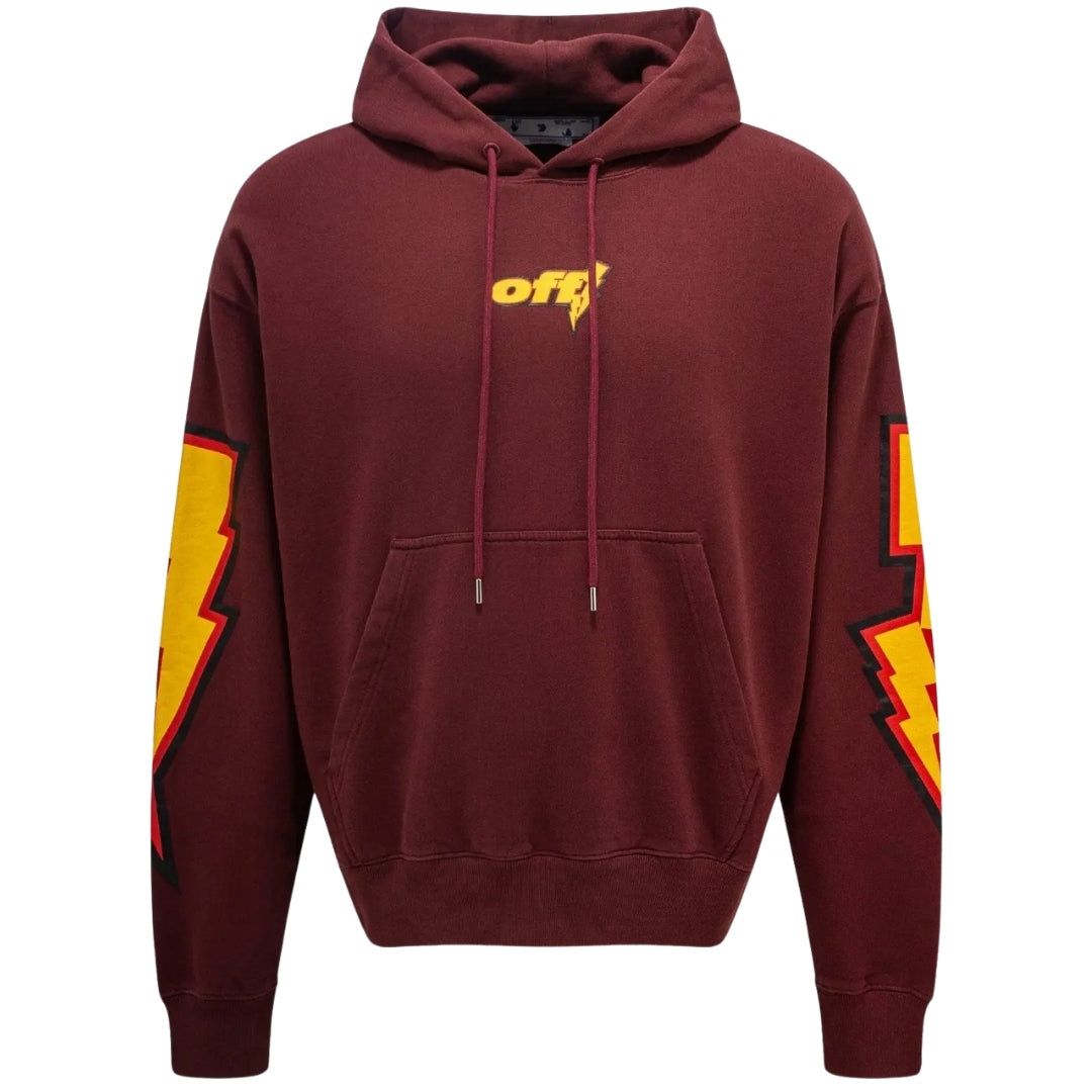 Burgunderfarbener Skate Fit Hoodie mit Blitzdetails
