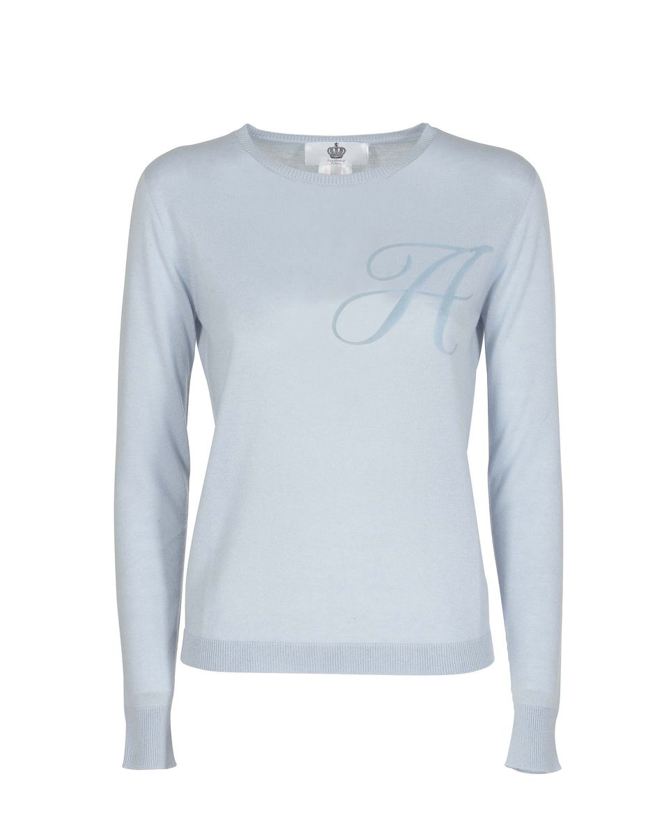 Seiden-Kaschmir-Pullover mit Buchstaben-Motiv